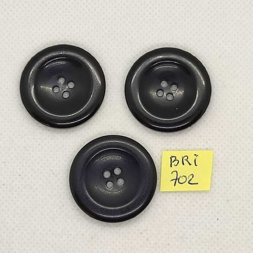3 boutons en résine noir - 29mm  - bri702
