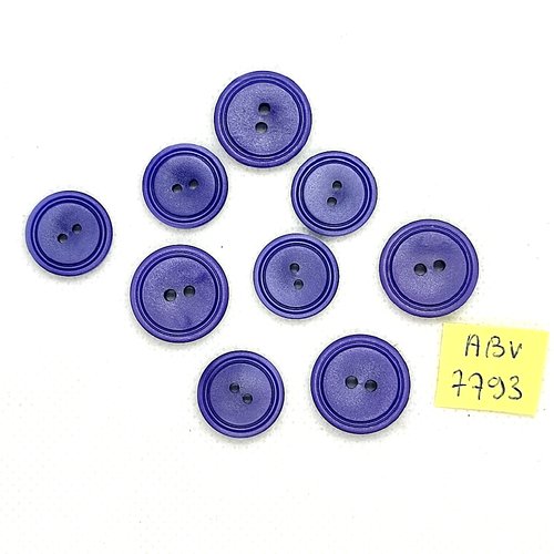 9 boutons en résine bleu - 17mm et 15mm - abv7793