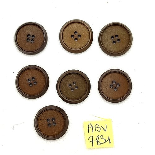 7 boutons en résine marron - 18mm - abv7831