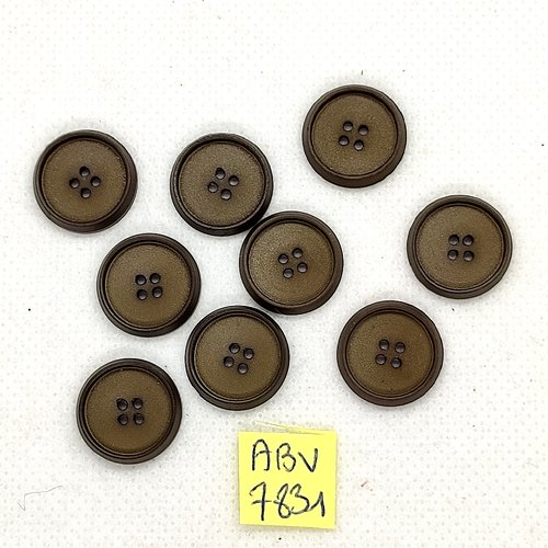 9 boutons en résine marron - 15mm - abv7831