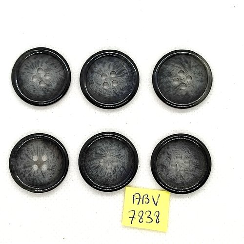 6 boutons en résine gris - 23mm - abv7838