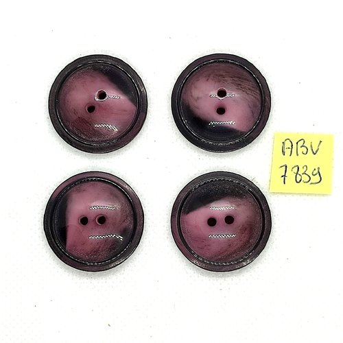 4 boutons en résine vieux rose et marron - 27mm - abv7839
