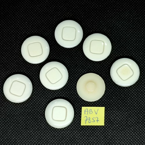 8 boutons en résine blanc cassé / ivoire - 22mm - abv7857