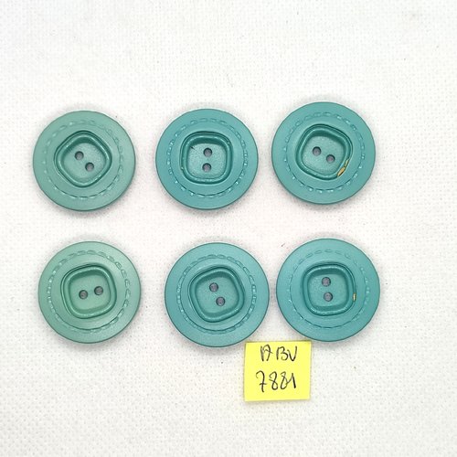 6 boutons en résine vert - 26mm - abv7881