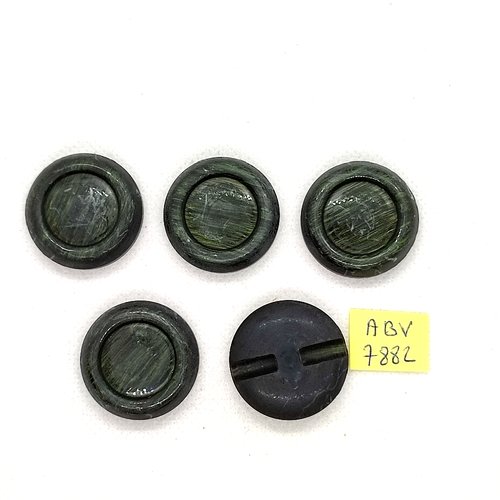 5 boutons en résine gris / vert - 27mm - abv7882