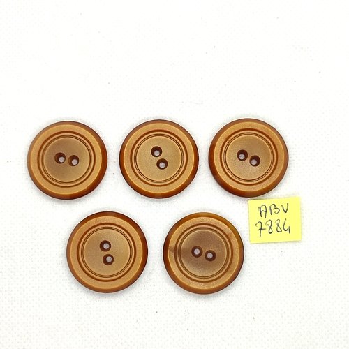 5 boutons en résine ocre / marron - 27mm - abv7884