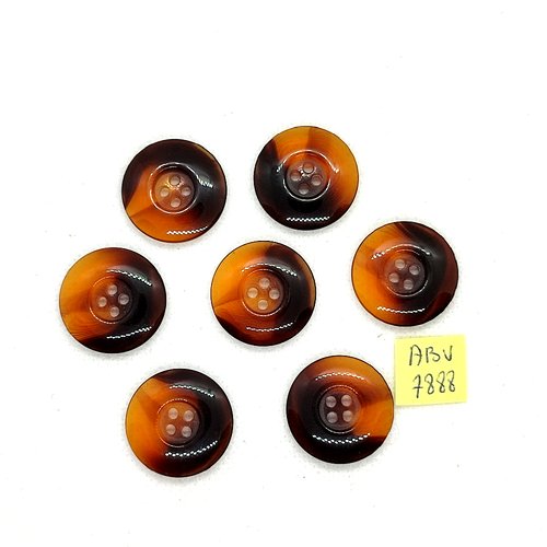 7 boutons en résine marron - 22mm - abv7888