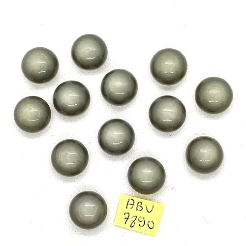 13 boutons en résine gris / vert - 14mm - abv7890