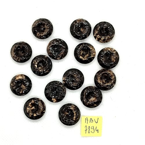 15 boutons en résine marron - 17mm - abv7894