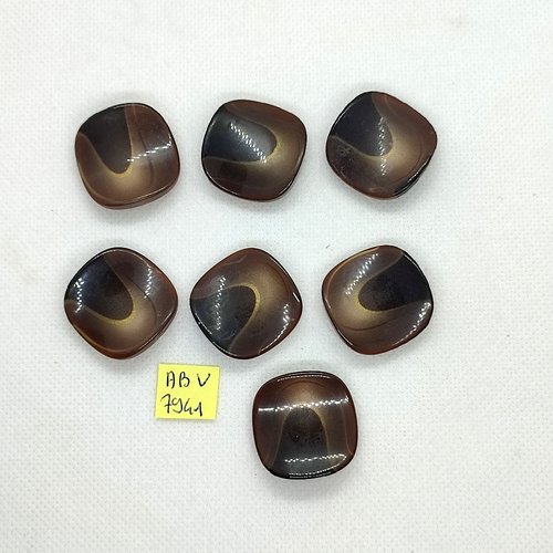 7 boutons en résine marron - 26x26mm - abv7941