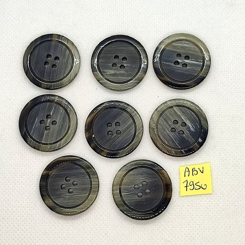 7 boutons en résine vert /gris - 28mm - abv7950