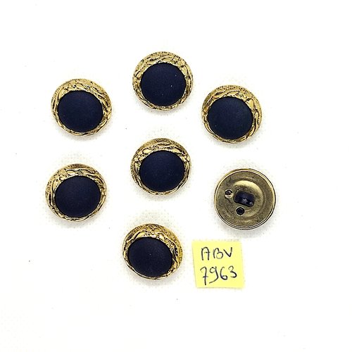 7 boutons en résine doré et noir - 19mm - abv7963