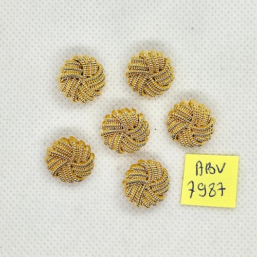 6 boutons en résine doré - 15mm - abv7987