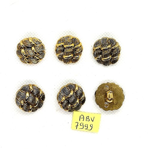 6 boutons en résine doré - 19mm - abv7999