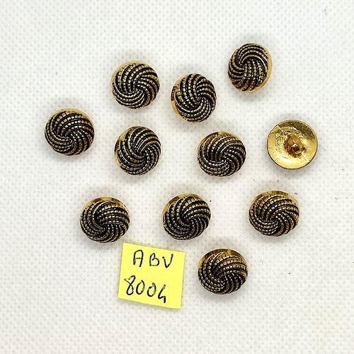 11 boutons en résine doré - 13mm - abv8004