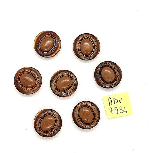 7 boutons en résine marron - 18mm - abv7934