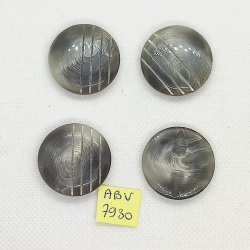 4 boutons en résine gris - 28mm - abv7930