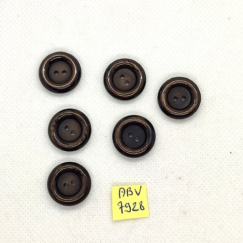 6 boutons en résine marron - 18mm - abv7928