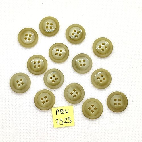 14 boutons en résine vert - 15mm - abv7923