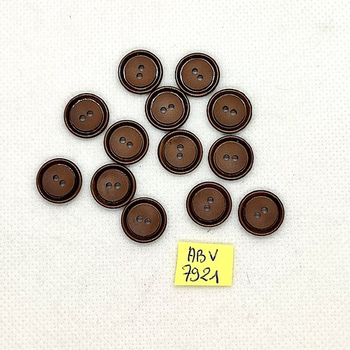 13 boutons en résine marron - 13mm - abv7921