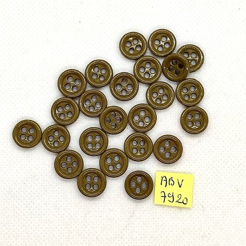 24 boutons en résine vert / kaki - 12mm - abv7920