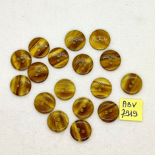 17 boutons en résine vert / jaune - 14mm - abv7919