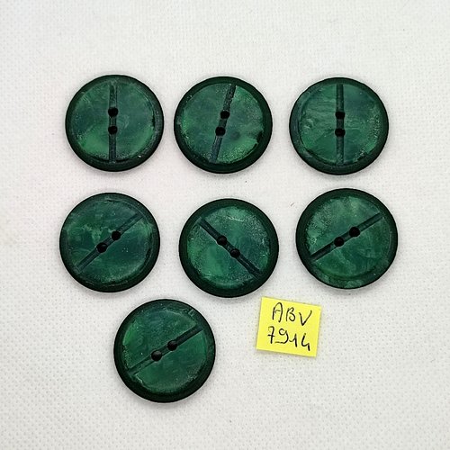 7 boutons en résine vert - 27mm - abv7914