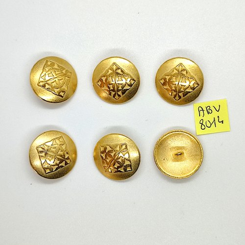 6 boutons en métal doré - 22mm - abv8014
