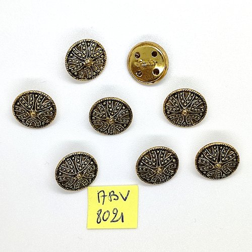 8 boutons en métal doré - 14mm - abv8021