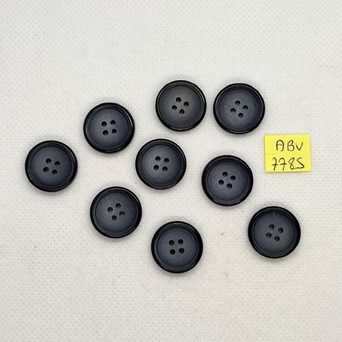 9 boutons en résine bleu / gris - 18mm - abv7785