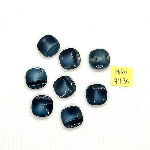 6 boutons en résine bleu / gris - 16mm - abv7786