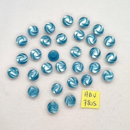 6 boutons en résine bleu - 10mm - abv7805