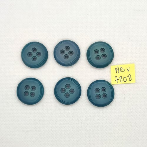 6 boutons en résine bleu - 21mm - abv7808