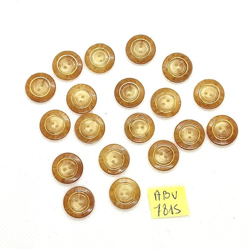19 boutons en résine marron avec un liserai - 15mm - abv7815