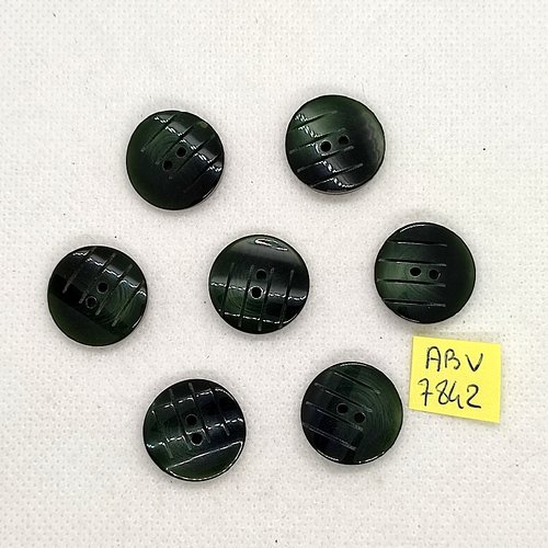 7 boutons en résine vert - 18mm - abv7842