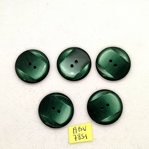 5 boutons en résine vert - 27mm - abv7851