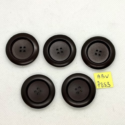 5 boutons en résine marron - 30mm - abv7853