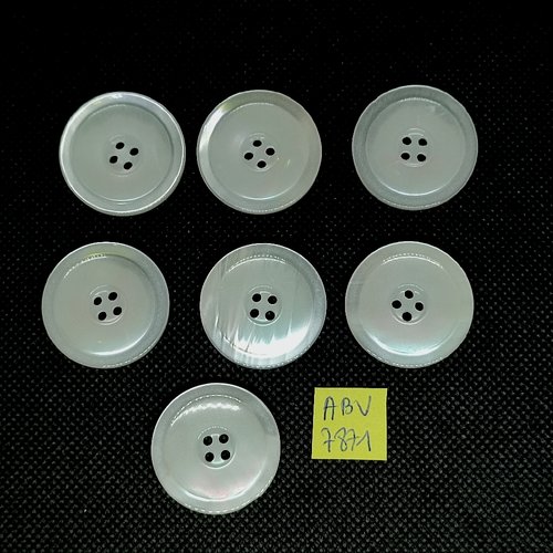 7 boutons en résine blanc - 28mm - abv7871