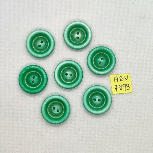 7 boutons en résine vert - 22mm - abv7873