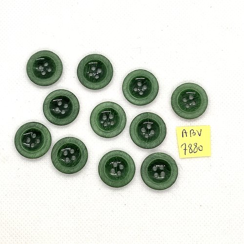 11 boutons en résine vert - 18mm - abv7880