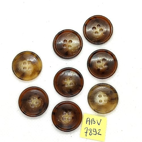 8 boutons en résine marron - 20mm - abv7892