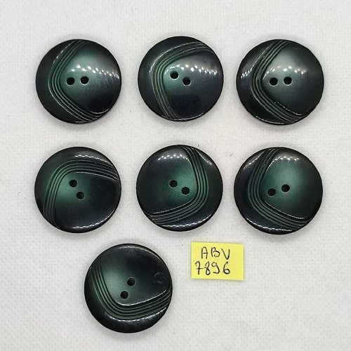 7 boutons en résine vert - 28mm - abv7896