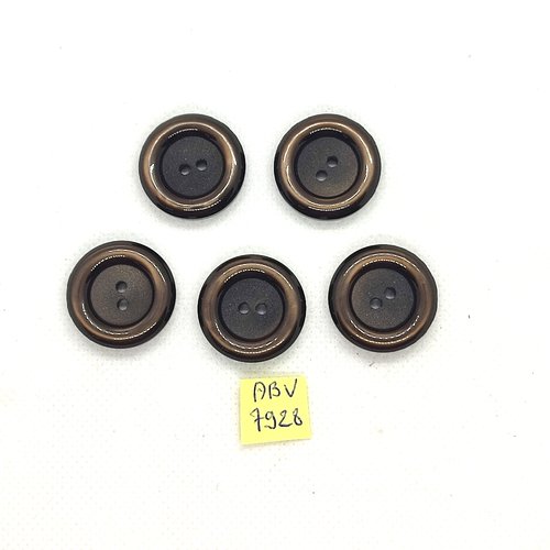5 boutons en résine marron - 22mm - abv7928