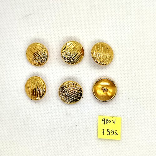 6 boutons en métal doré - 18mm - abv7995