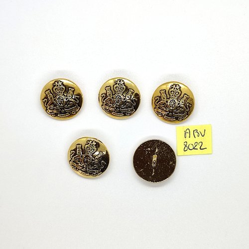 5 boutons en métal doré - 20mm - abv8022