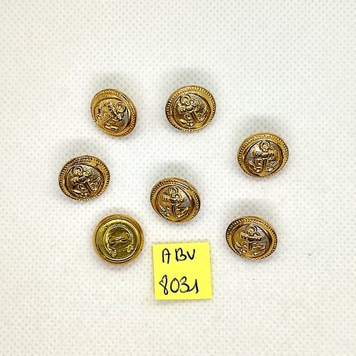 7 boutons en métal doré - une ancre - 15mm - abv8031