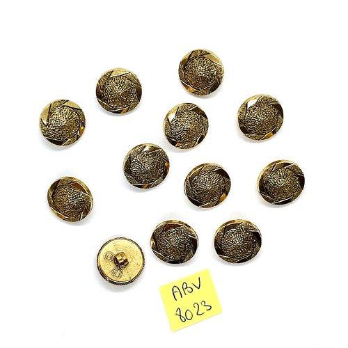 12 boutons en résine doré - 15mm - abv8023