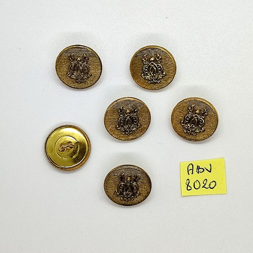 6 boutons en métal doré - un blason - 18mm - abv8020