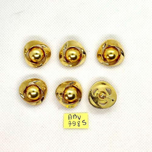 6 boutons en résine doré - 20mm - abv7985