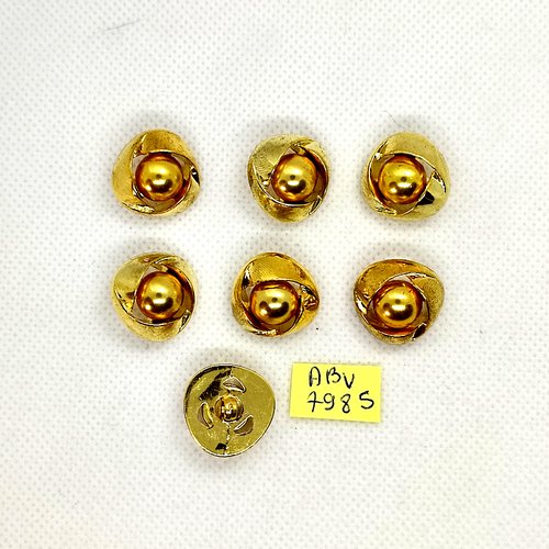 7 boutons en résine doré - 18mm - abv7985